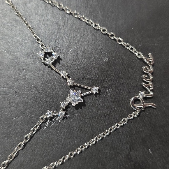 Cubic Zirconia Silver Pisces Zodiac Necklace – Astrology Horoscope CZ Jewelry - Picture 8 of 9